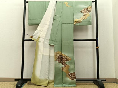 平和屋着物●訪問着　花鳥文　暈し染め　金銀彩　正絹　逸品　BAAY8485hj