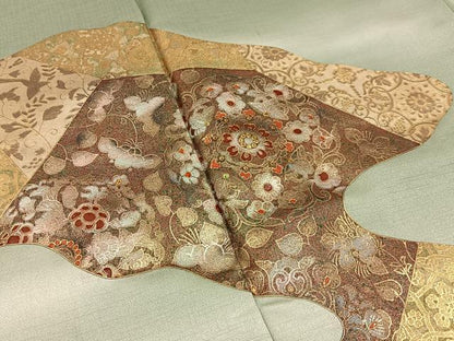 平和屋着物●訪問着　花鳥文　暈し染め　金銀彩　正絹　逸品　BAAY8485hj