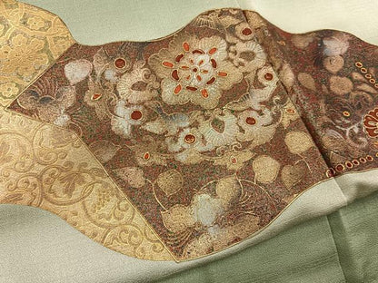 平和屋着物●訪問着　花鳥文　暈し染め　金銀彩　正絹　逸品　BAAY8485hj
