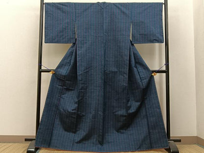 平和屋着物■上質な紬　縞　正絹　逸品　未使用　BAAY8487hj