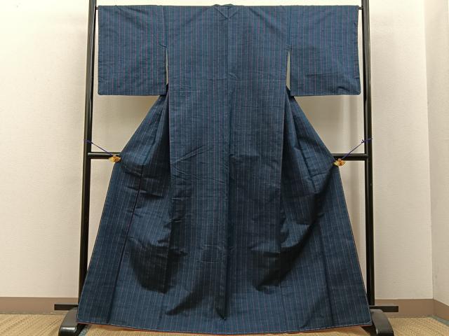 平和屋着物■上質な紬　縞　正絹　逸品　未使用　BAAY8487hj