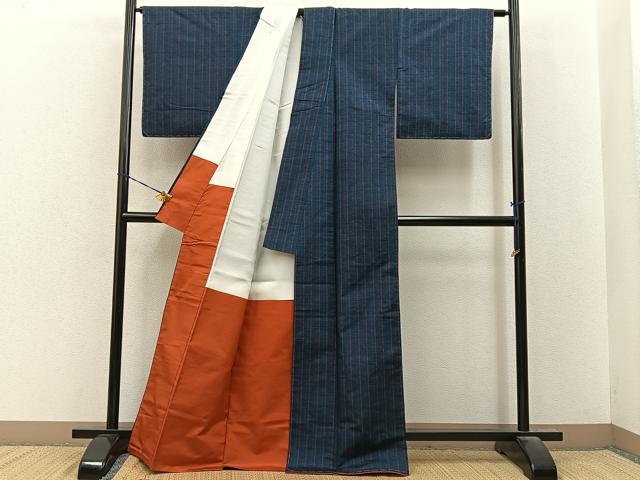 平和屋着物■上質な紬　縞　正絹　逸品　未使用　BAAY8487hj