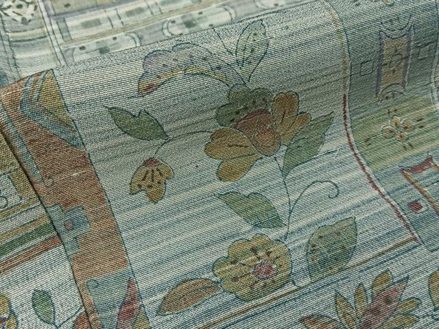 平和屋着物■訪問着　作家物　紬地　草花文　正絹　逸品　BAAY8488hj