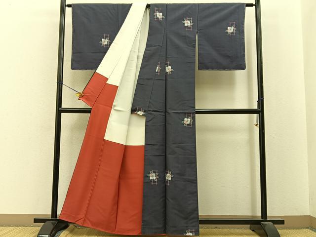 平和屋着物■上質な紬　椿　正絹　逸品　未使用　BAAY8490hj