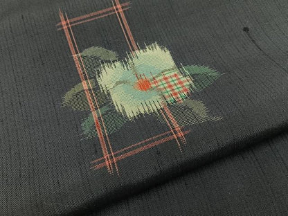 平和屋着物■上質な紬　椿　正絹　逸品　未使用　BAAY8490hj