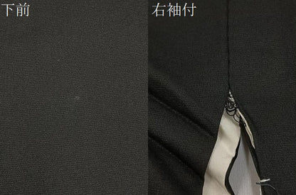 平和屋着物●豪華振袖　駒刺繍　飾花文　黒地　金彩　正絹　逸品　BAAY8492hj