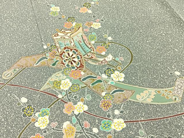 平和屋着物●訪問着　御所車花絵巻文　金彩　大丸扱い　正絹　逸品　未使用　BAAY8494hj