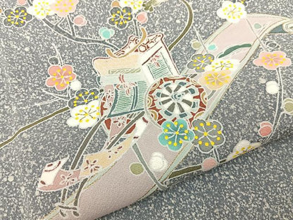 平和屋着物●訪問着　御所車花絵巻文　金彩　大丸扱い　正絹　逸品　未使用　BAAY8494hj