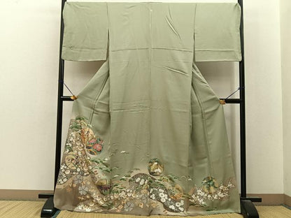 平和屋着物●豪華色留袖　刺繍　宝尽くし花鳥文　暈し染め　金銀彩　正絹　逸品　BAAY8501hj