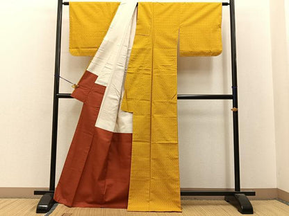 平和屋着物■上質な紬　十字絣　正絹　逸品　未使用　BAAY8502hj