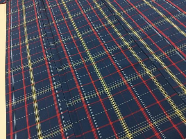 平和屋着物■上質な紬　格子柄　アンサンブル　正絹　逸品　BAAY8517hj