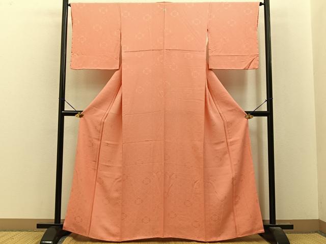 平和屋着物■上質な色無地　吉祥地紋　赤香色　正絹　逸品　未使用　BAAY8528hj
