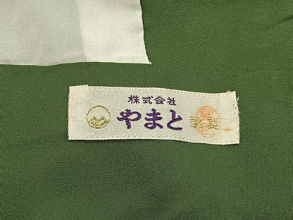 平和屋着物●上質な色無地　海松色　やまと誂製　ロング丈　正絹　逸品　未使用　BAAY8529hj