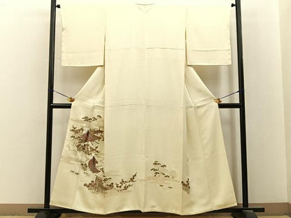 平和屋着物■中国三大刺繍　スワトウ刺繍　色留訪問着　平安人物文　金彩　正絹　逸品　未使用　BAAY8530hj