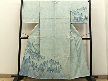 平和屋着物●訪問着　総絞り　樹林文　正絹　逸品　BAAY8532hj