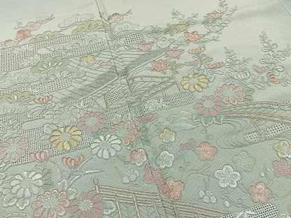平和屋着物■中国三大刺繍　スワトウ刺繍　訪問着　総刺繍　風景花文　暈し染め　正絹　逸品　BAAY8533hj