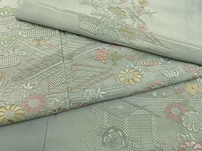 平和屋着物■中国三大刺繍　スワトウ刺繍　訪問着　総刺繍　風景花文　暈し染め　正絹　逸品　BAAY8533hj