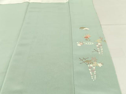 平和屋着物●訪問着　駒刺繍　扇面花文　金彩　正絹　逸品　BAAY8539hj