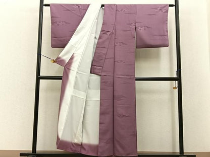 平和屋着物■色無地　草花地紋　鴇浅葱色　洗える着物　BAAY8542hj