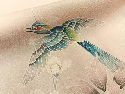平和屋着物■訪問着　花鳥文　暈し染め　ロング丈　正絹　逸品　BAAY8547hj