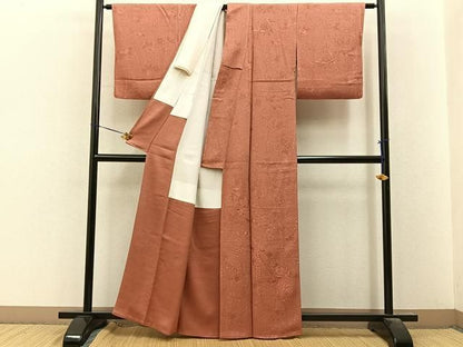 平和屋着物●無地絵羽訪問着　辻が花　総刺繍　肉桂色　正絹　逸品　BAAY8578hj