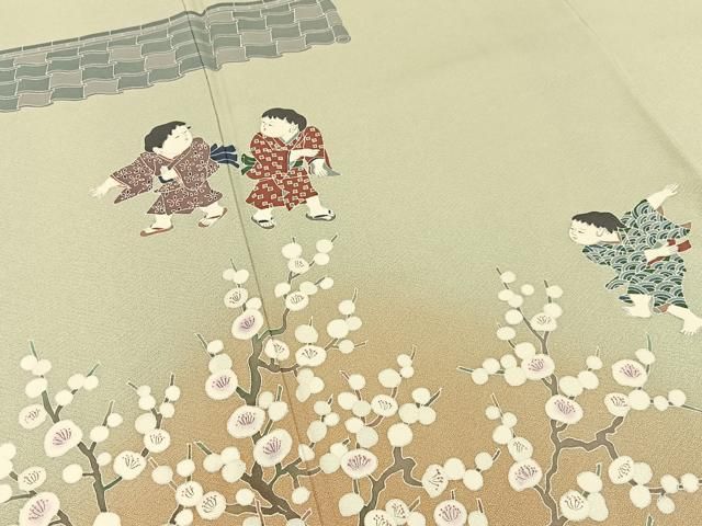 平和屋着物●訪問着　友禅　童子遊び　暈し染め　正絹　逸品　未使用　BAAY8580hj