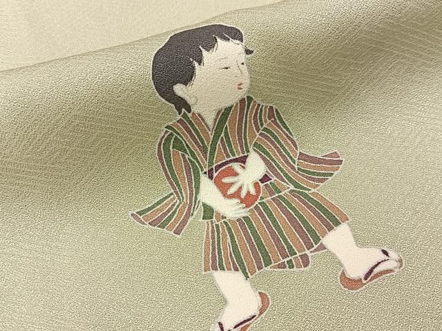 平和屋着物●訪問着　友禅　童子遊び　暈し染め　正絹　逸品　未使用　BAAY8580hj