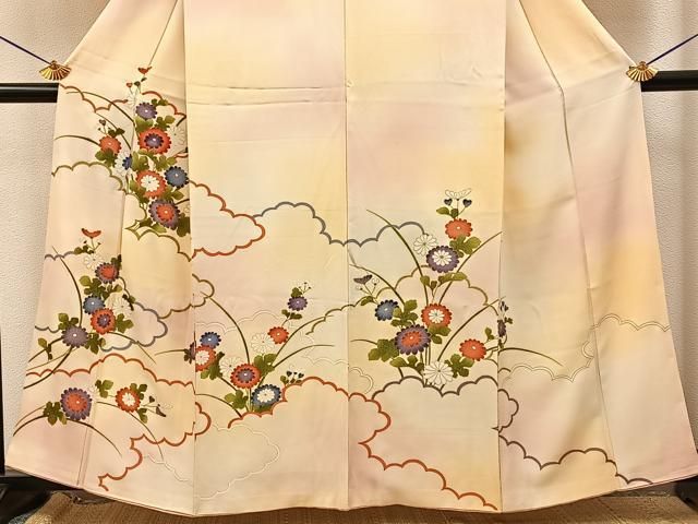 平和屋着物■訪問着　雲重ね菊文　暈し染め　金彩　正絹　逸品　BAAY8582hj