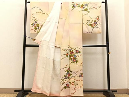 平和屋着物■訪問着　雲重ね菊文　暈し染め　金彩　正絹　逸品　BAAY8582hj