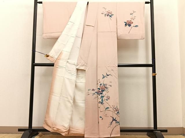 平和屋着物■訪問着　友禅　花鳥文　暈し染め　正絹　逸品　BAAY8583hj