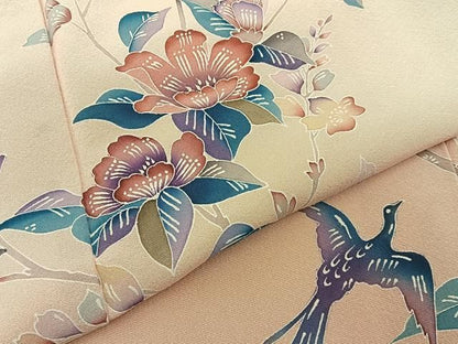 平和屋着物■訪問着　友禅　花鳥文　暈し染め　正絹　逸品　BAAY8583hj