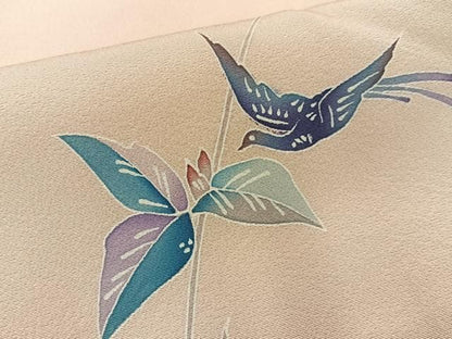 平和屋着物■訪問着　友禅　花鳥文　暈し染め　正絹　逸品　BAAY8583hj