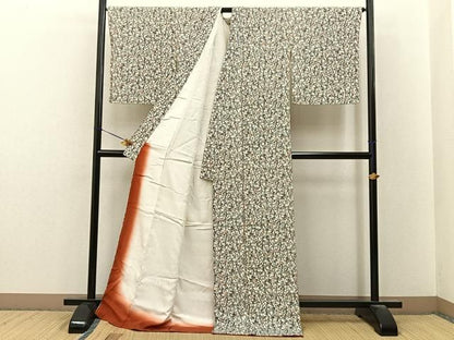 平和屋着物●上質な小紋　型染め　枝梅文　ロング丈　正絹　逸品　BAAY8596hj