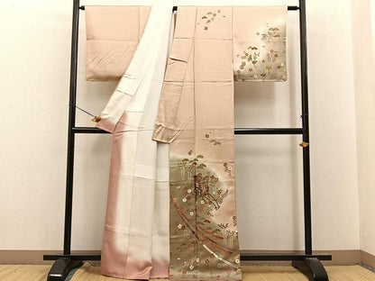 平和屋着物■訪問着　御所車草花文　暈し染め　金彩　正絹　逸品　BAAY8603hj