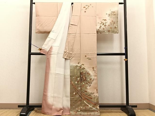 平和屋着物■訪問着　御所車草花文　暈し染め　金彩　正絹　逸品　BAAY8603hj