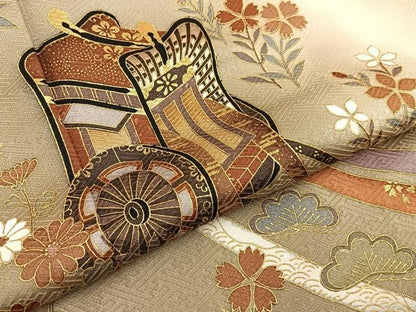 平和屋着物■訪問着　御所車草花文　暈し染め　金彩　正絹　逸品　BAAY8603hj