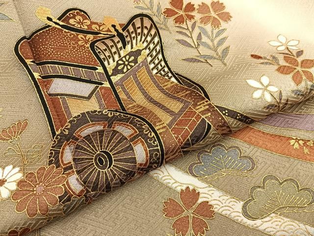 平和屋着物■訪問着　御所車草花文　暈し染め　金彩　正絹　逸品　BAAY8603hj