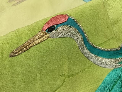 平和屋着物■豪華振袖　刺繍　飛鶴文　金彩　正絹　逸品　BAAY8612hj