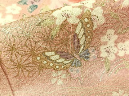 平和屋着物■上質な小紋　花蝶文　暈し染め　金銀彩　正絹　逸品　BAAY8615hj