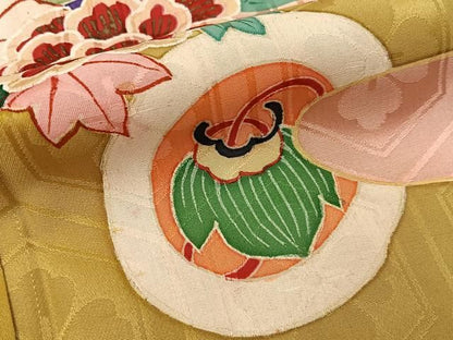平和屋着物■豪華色留袖　鼓花文　金彩　正絹　逸品　BAAY8618hj