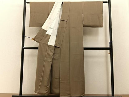 平和屋着物■上質な色無地　朽葉色　正絹　逸品　BAAY8623hj