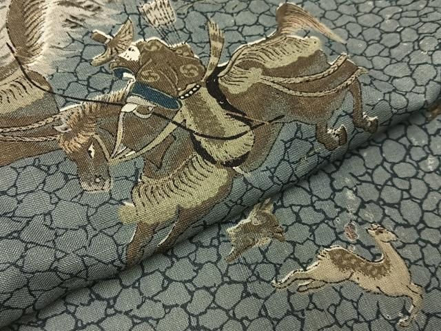 平和屋着物■男性　長襦袢　単衣　狩猟文　BAAY8629hj
