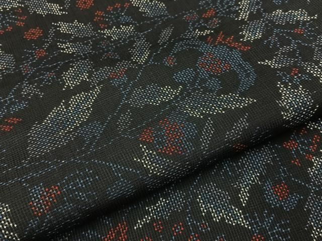 平和屋着物■本場大島紬　7マルキ　更紗花唐草文　正絹　逸品　BAAY8634hj