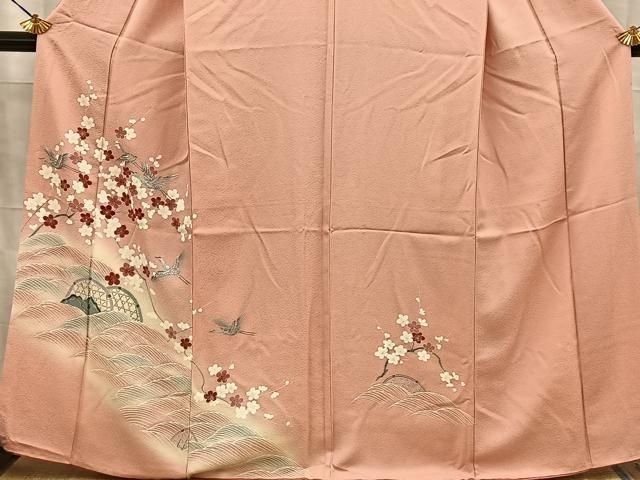 平和屋着物■訪問着　飛鶴流水梅文　暈し染め　正絹　逸品　BAAY8672hj