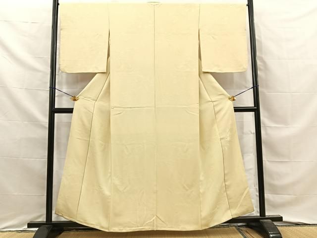 平和屋着物■上質な色無地　笹の葉地紋　蒸栗色　正絹　逸品　BAAY8673hj