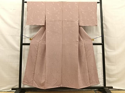 平和屋着物■上質な色無地　流水地紋　薄柿色　正絹　逸品　未使用　BAAY8674hj
