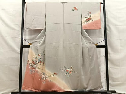 平和屋着物■訪問着　友禅　短冊草花文　暈し染め　正絹　逸品　BAAY8683hj