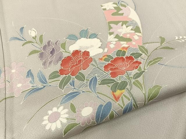 平和屋着物■訪問着　友禅　短冊草花文　暈し染め　正絹　逸品　BAAY8683hj