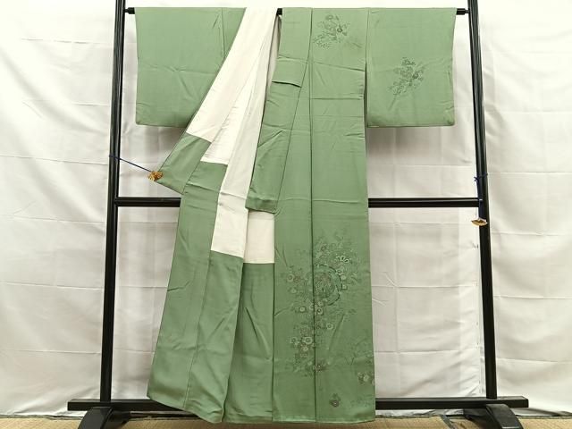 平和屋着物■訪問着　刺繍　鏡裏花文　正絹　逸品　BAAY8687hj