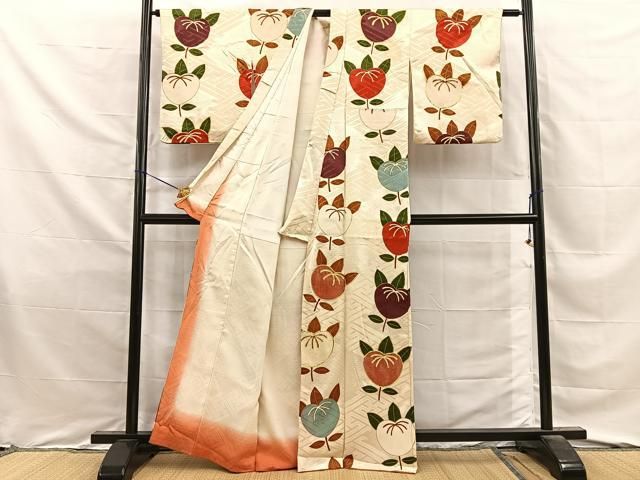 平和屋着物■訪問着　駒刺繍　橘　金彩　正絹　逸品　BAAY8690hj
